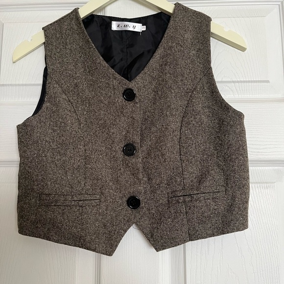 Z.W.Y Vest tuxedo brown grey small - Picture 1 of 3